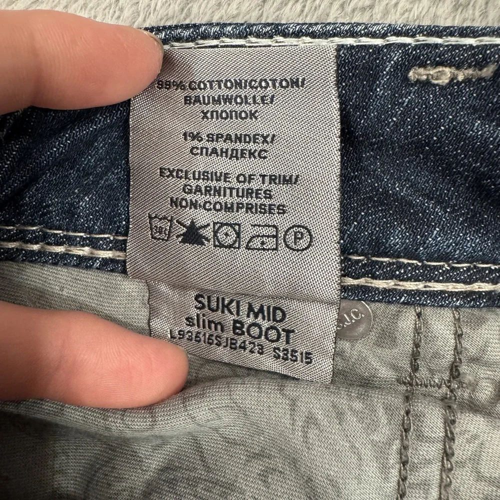 Silver Jeans Co Suki Mid Slim Boot Dark Wash Womens 34x33 Curvy Stretch Denim
